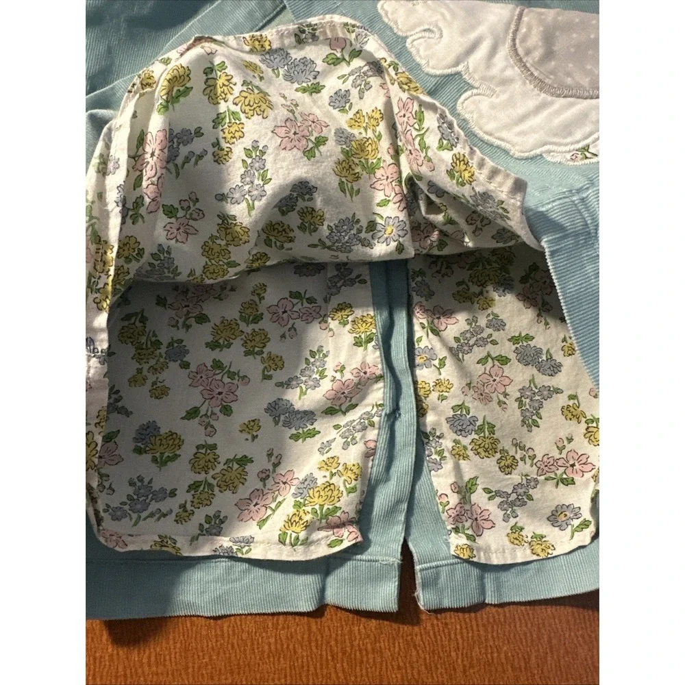Baby Boden 12-18 Months Blue Corduroy‎ Bunny Dress Floral Linings Jumper Smocked